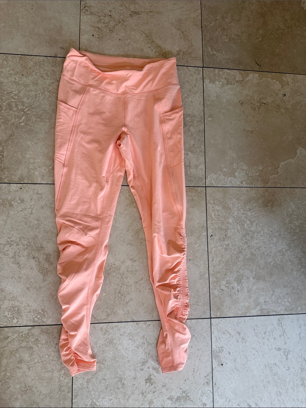 FP Movement by Free People Peach Ruched Hem Leggings